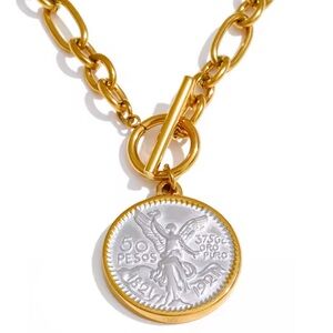 Gold and Silver Coin Pendant Necklace